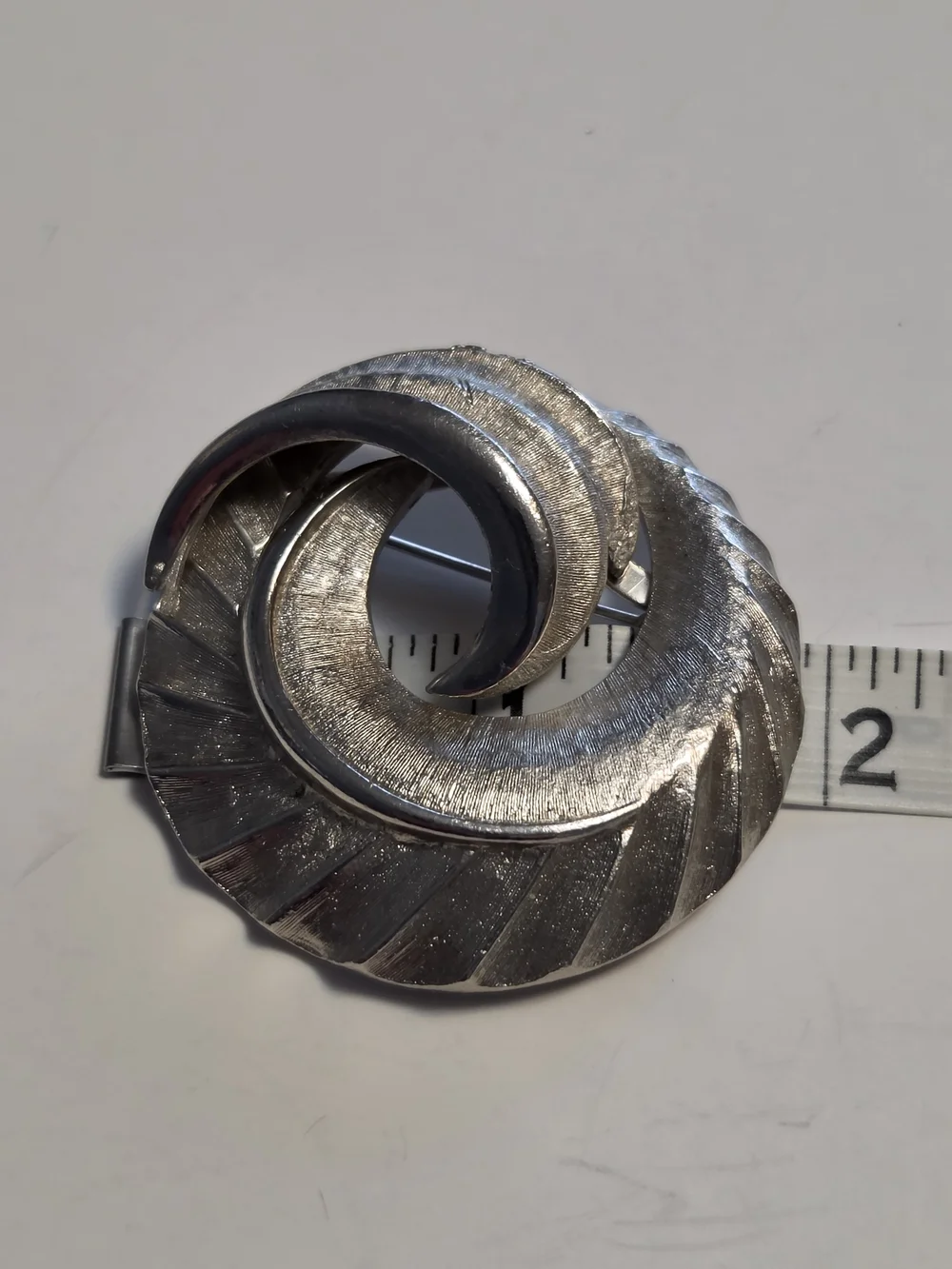 Vtg Coro Silver-Tone Swirl Sculptural Brooch